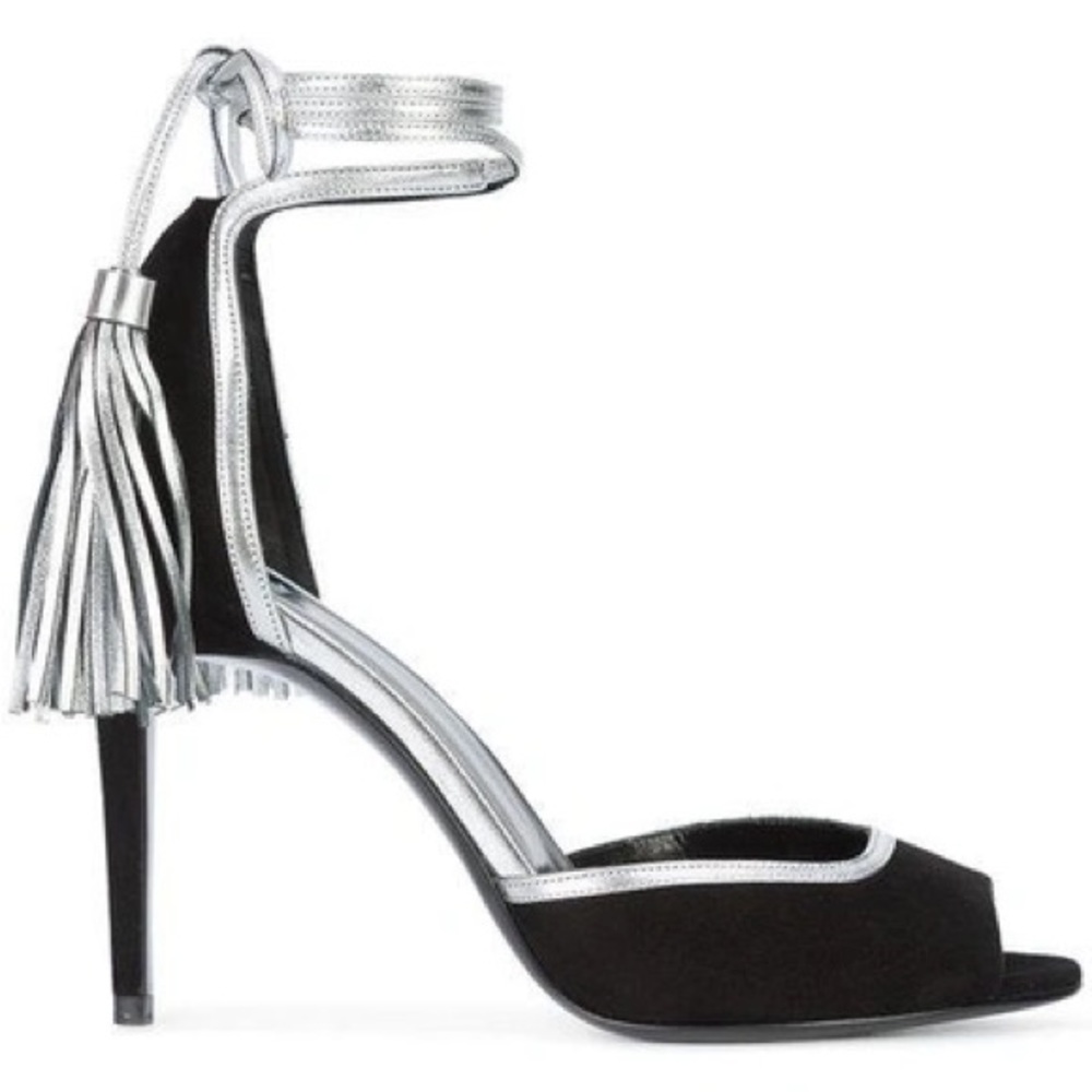New Pierre Hardy leather suede black silver tassel sandals - Picture 3 of 12
